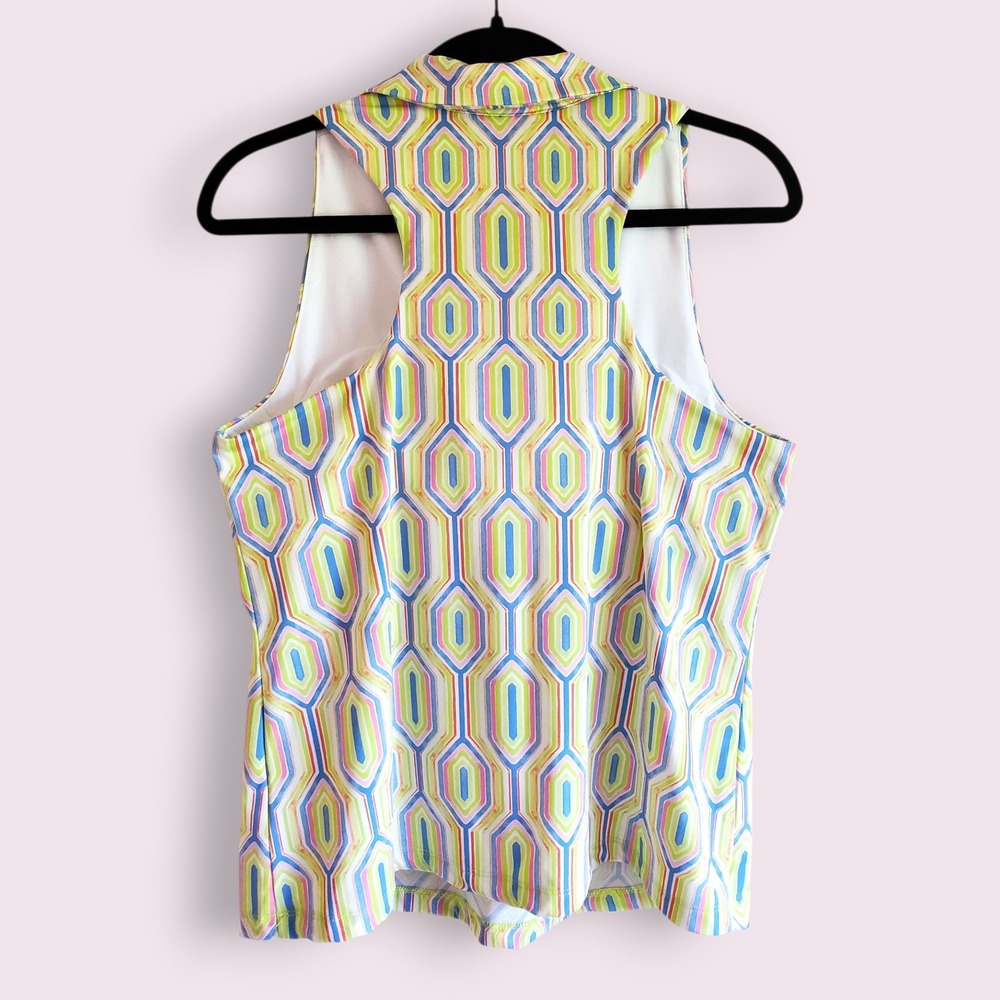 Sigrid Olsen Golf Tennis Tank Top Sleeveless Geometric Multicolor Women's L - Picture 2 of 4